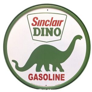 Sinclair Dino Gasoline Sign Green Dinosaur‎ Round Metal Decor